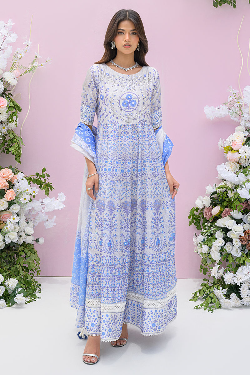 Fatima Khan | Eid Digital Silk Prints | Azure Blue by Fatima Khan - Designer Dress - Type: Ladies Clothes - Available at Sana Yasir - 100% Original