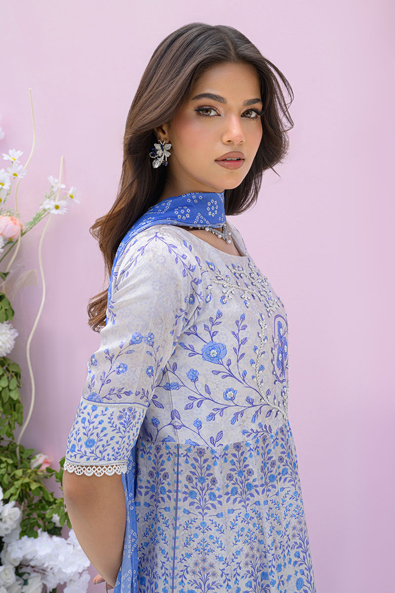 Fatima Khan | Eid Digital Silk Prints | Azure Blue by Fatima Khan - Designer Dress - Type: Ladies Clothes - Available at Sana Yasir - 100% Original