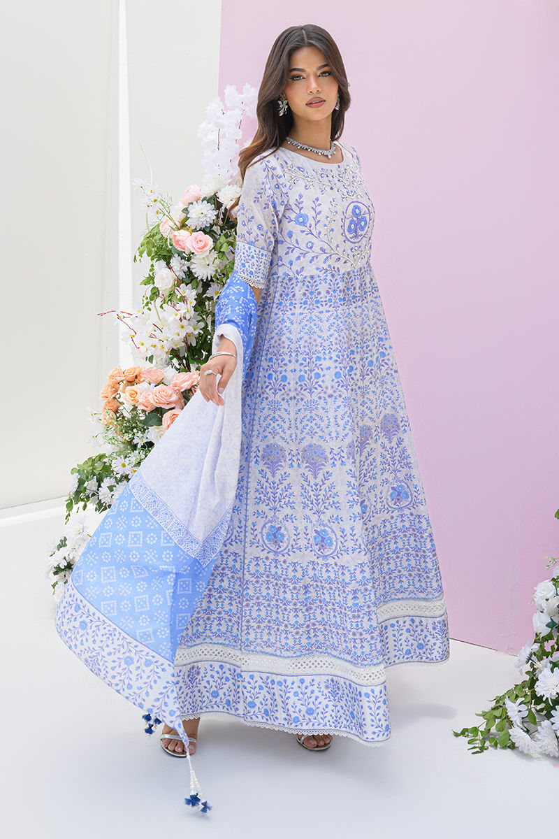 Fatima Khan | Eid Digital Silk Prints | Azure Blue by Fatima Khan - Designer Dress - Type: Ladies Clothes - Available at Sana Yasir - 100% Original