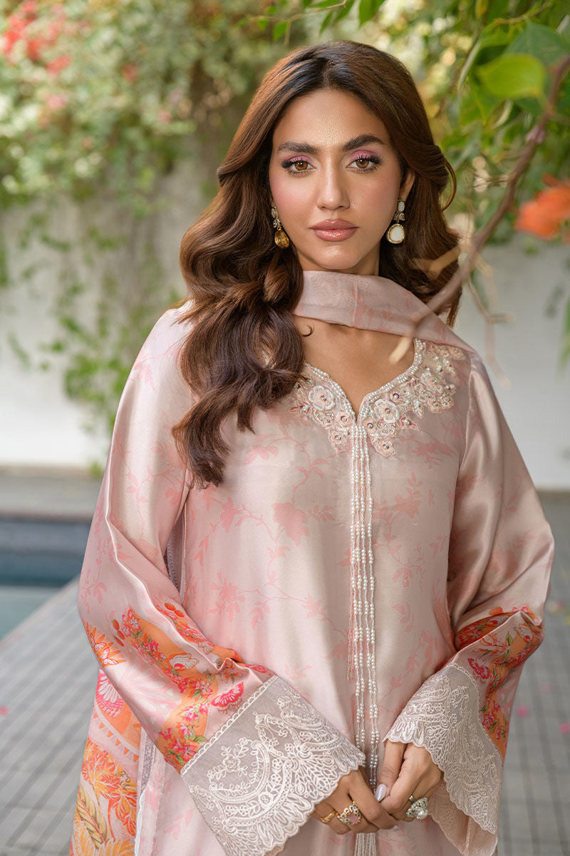 Fatima Khan | Eid Digital Silk Prints |   Oriental Peach by Fatima Khan - Designer Dress - Type: Ladies Clothes - Available at Sana Yasir - 100% Original