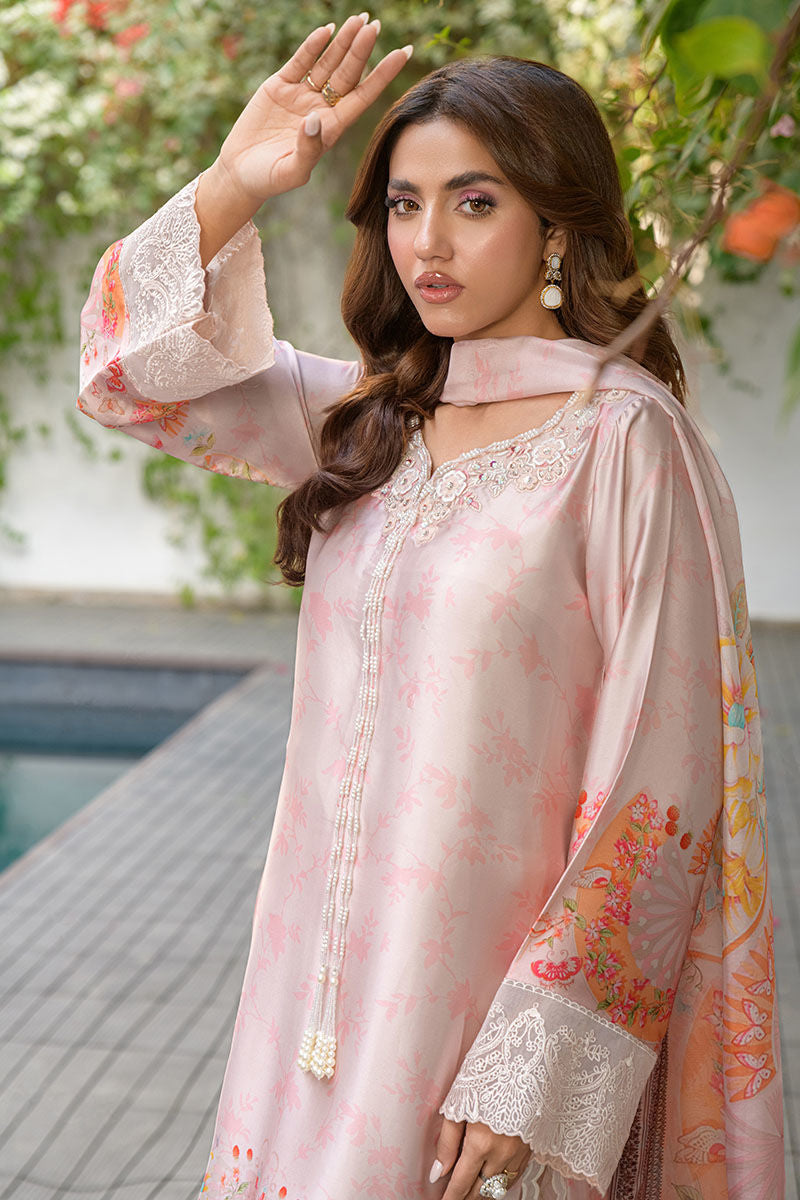 Fatima Khan | Eid Digital Silk Prints |   Oriental Peach by Fatima Khan - Designer Dress - Type: Ladies Clothes - Available at Sana Yasir - 100% Original