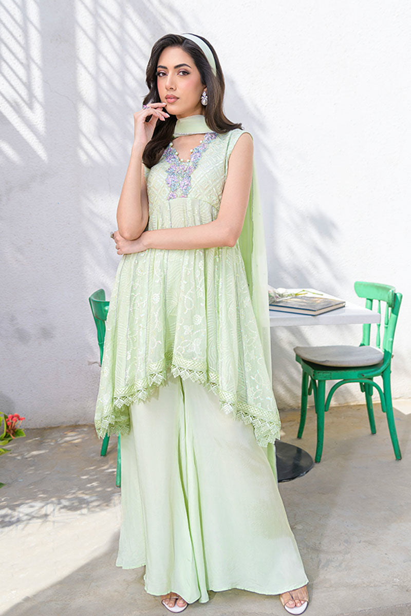 Fatima Khan | La Fleur Eid Edit | Pale Pistachio by Fatima Khan - Designer Dress - Type: Ladies Clothes - Available at Sana Yasir - 100% Original