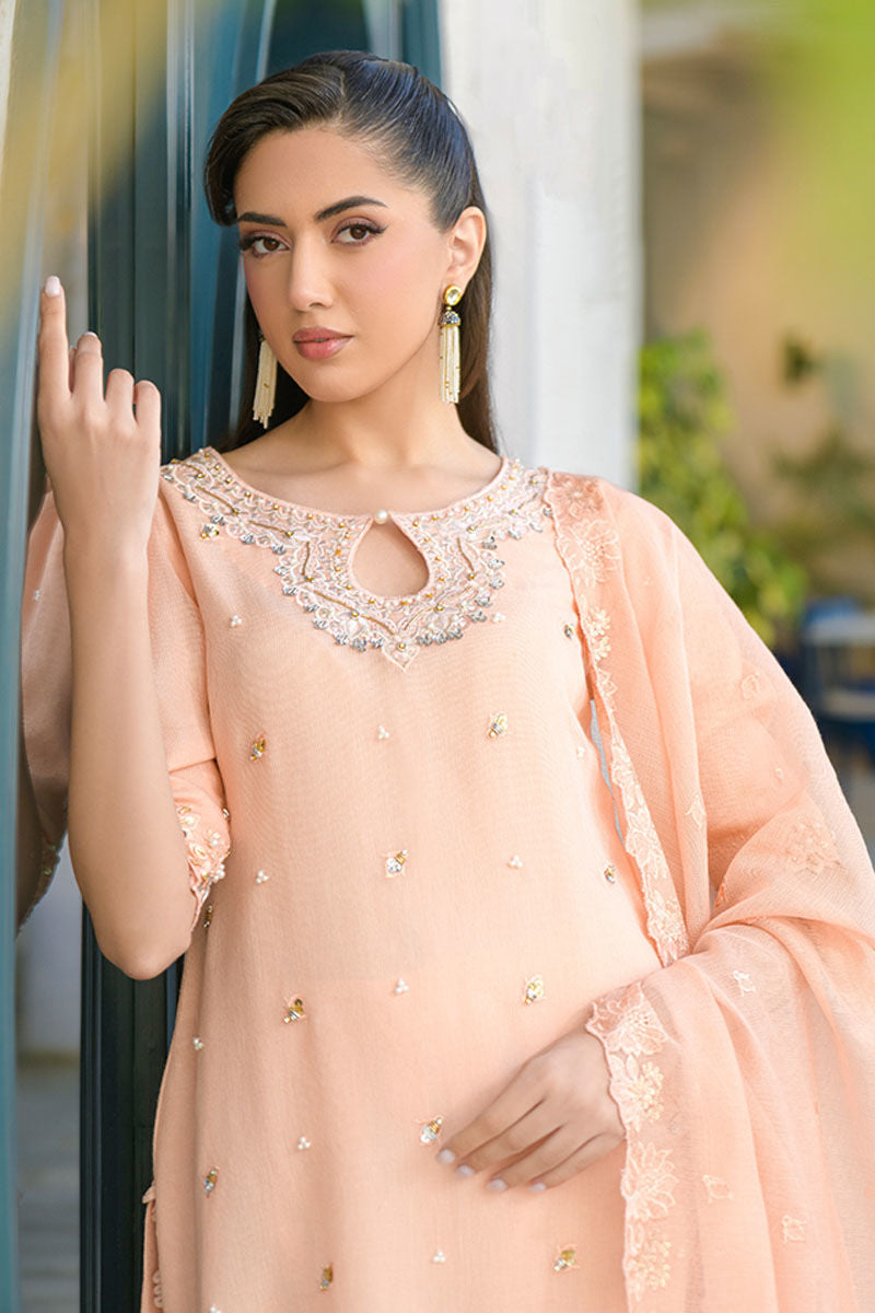 Fatima Khan | La Fleur Eid Edit | Peach Buzz by Fatima Khan - Designer Dress - Type: Ladies Clothes - Available at Sana Yasir - 100% Original