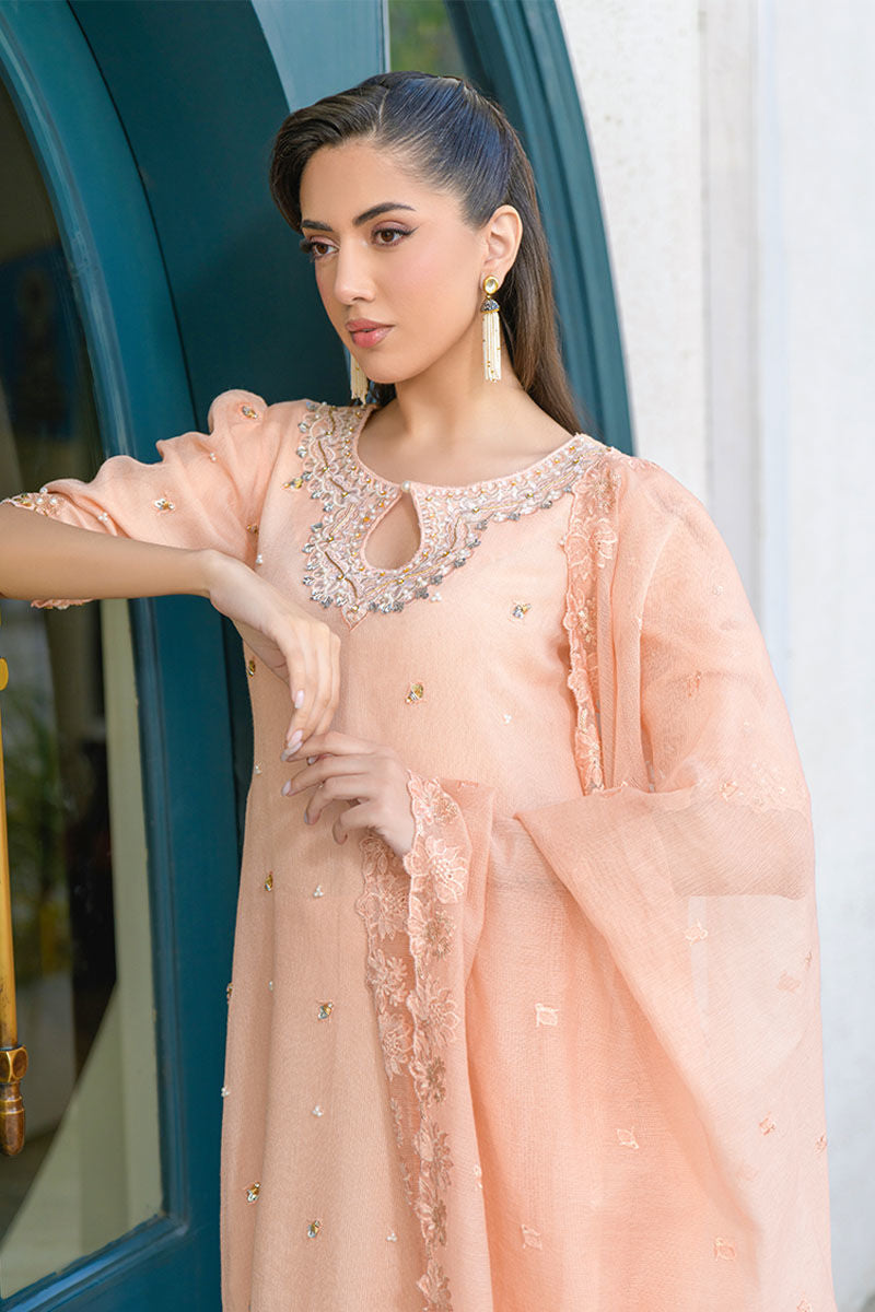 Fatima Khan | La Fleur Eid Edit | Peach Buzz by Fatima Khan - Designer Dress - Type: Ladies Clothes - Available at Sana Yasir - 100% Original