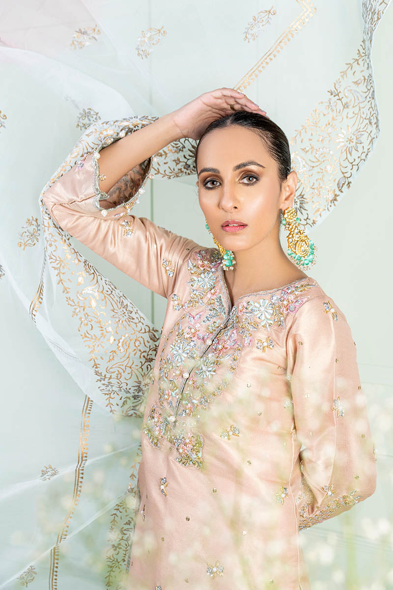 Fatima Khan | Luxury Pret 24 | AYRA (PEACH MAYSURI EMBROIDERED) by Fatima Khan - Designer Dress - Type: Luxury - Available at Sana Yasir - 100% Original
