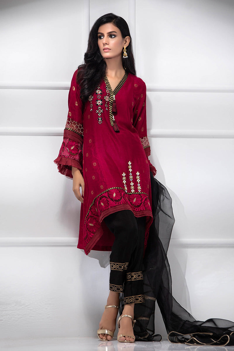 Fatima Khan | Luxury Pret 24 | CARDINAL RED by Fatima Khan - Designer Dress - Type: Luxury - Available at Sana Yasir - 100% Original