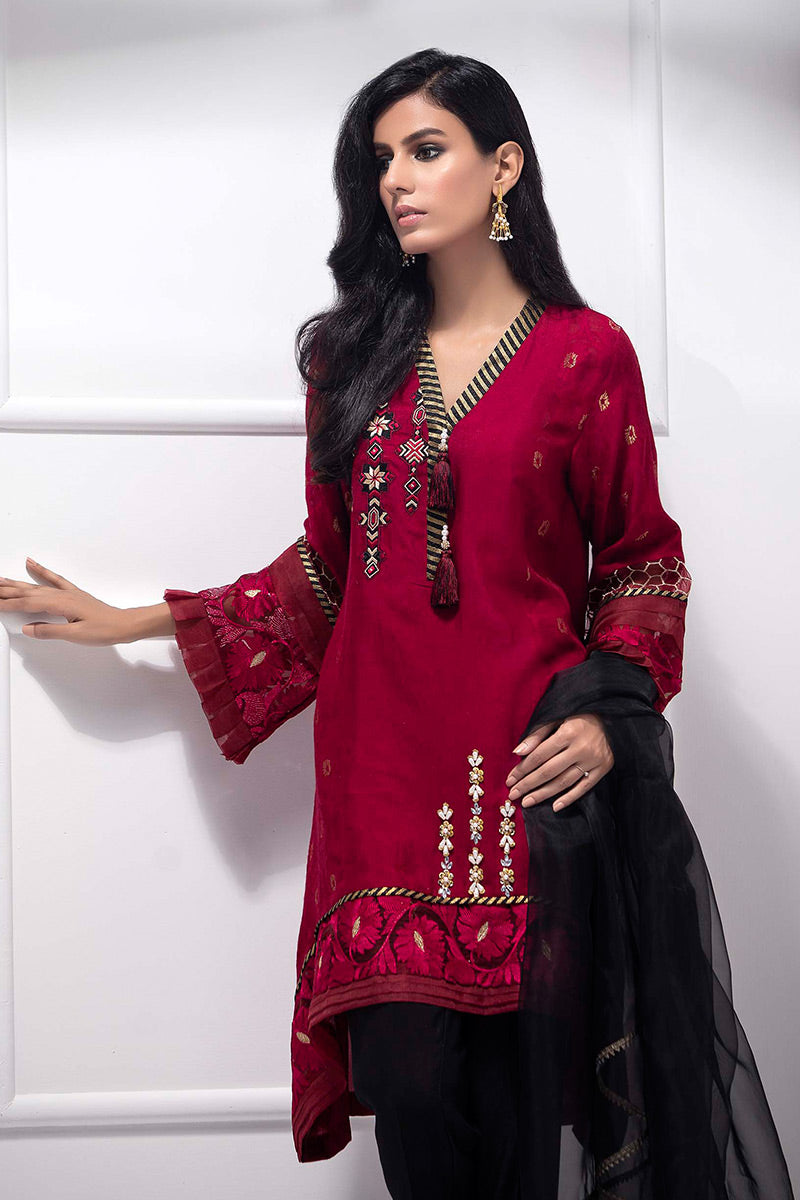 Fatima Khan | Luxury Pret 24 | CARDINAL RED by Fatima Khan - Designer Dress - Type: Luxury - Available at Sana Yasir - 100% Original