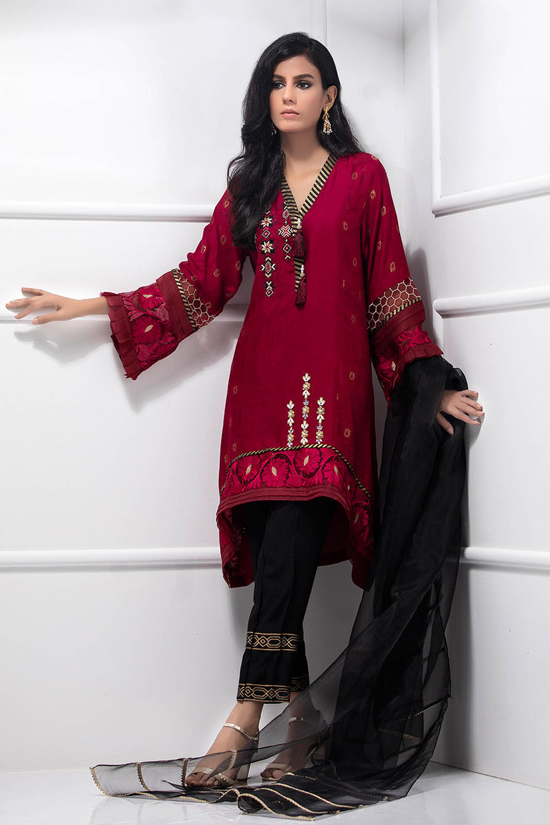 Fatima Khan | Luxury Pret 24 | CARDINAL RED by Fatima Khan - Designer Dress - Type: Luxury - Available at Sana Yasir - 100% Original