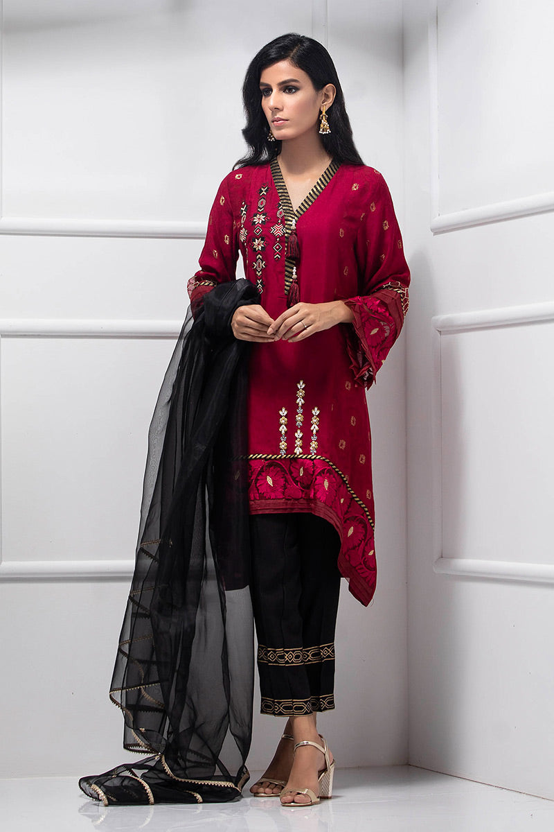 Fatima Khan | Luxury Pret 24 | CARDINAL RED by Fatima Khan - Designer Dress - Type: Luxury - Available at Sana Yasir - 100% Original