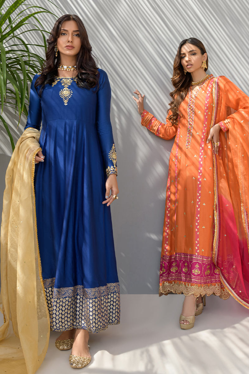 Fatima Khan | Luxury Pret 24 | COBALT BLUE PISHWAS by Fatima Khan - Designer Dress - Type: Luxury - Available at Sana Yasir - 100% Original