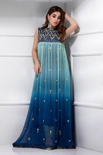 Fatima Khan | Luxury Pret 24 | DAZZLING BLUE by Fatima Khan - Designer Dress - Type: Luxury - Available at Sana Yasir - 100% Original