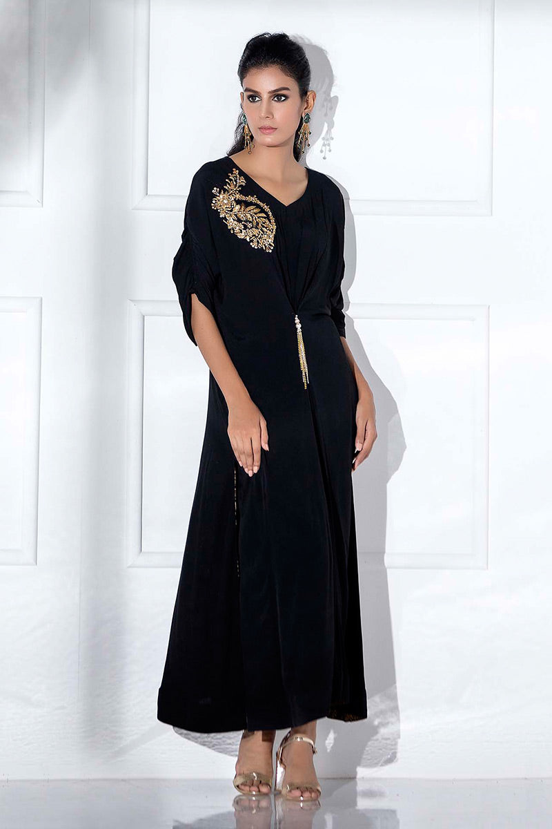 Fatima Khan | Luxury Pret 24 | JADE BLACK KAFTAN by Fatima Khan - Designer Dress - Type: Luxury - Available at Sana Yasir - 100% Original