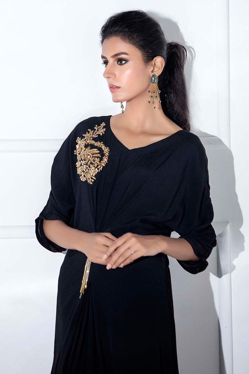 Fatima Khan | Luxury Pret 24 | JADE BLACK KAFTAN by Fatima Khan - Designer Dress - Type: Luxury - Available at Sana Yasir - 100% Original