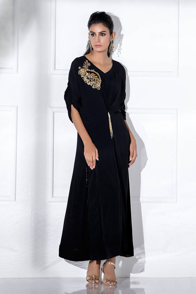 Fatima Khan | Luxury Pret 24 | JADE BLACK KAFTAN by Fatima Khan - Designer Dress - Type: Luxury - Available at Sana Yasir - 100% Original