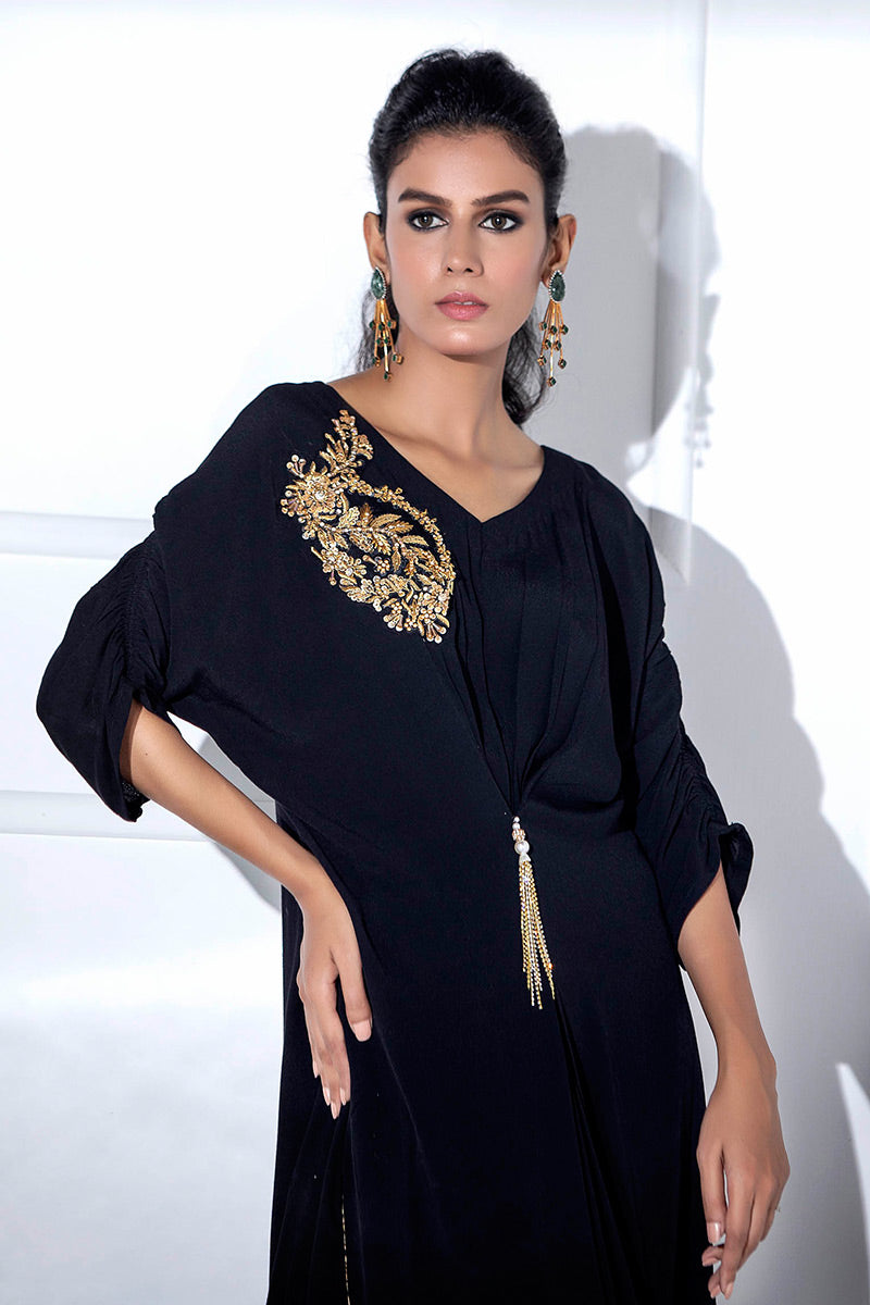 Fatima Khan | Luxury Pret 24 | JADE BLACK KAFTAN by Fatima Khan - Designer Dress - Type: Luxury - Available at Sana Yasir - 100% Original