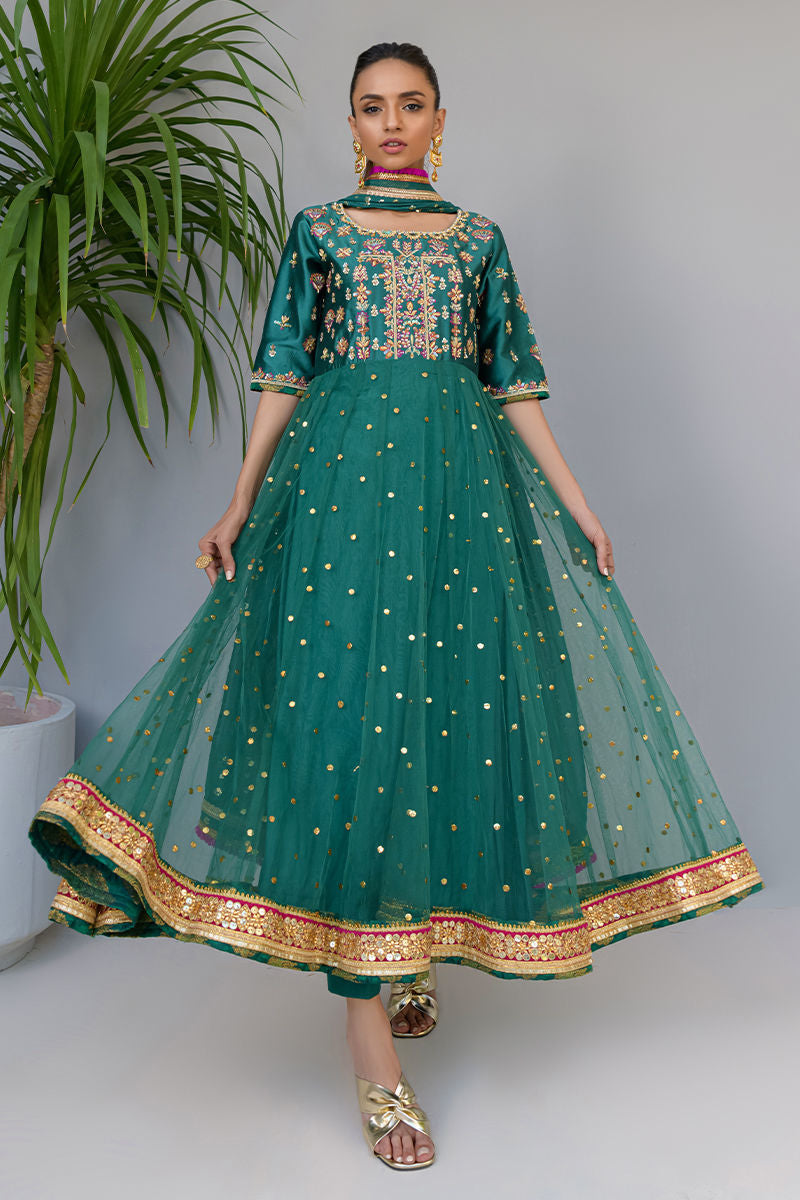 Fatima Khan | Luxury Pret 24 | JADE GREEN GOLD by Fatima Khan - Designer Dress - Type: Luxury - Available at Sana Yasir - 100% Original