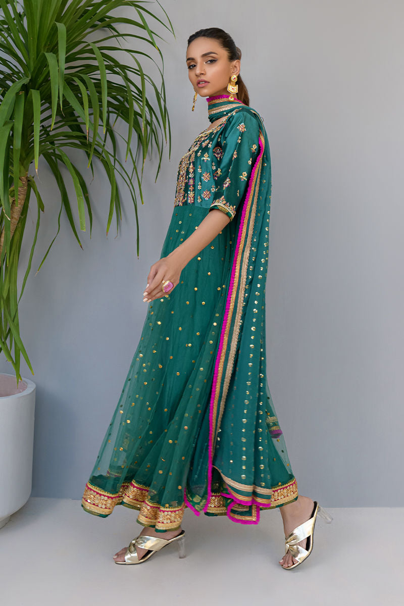 Fatima Khan | Luxury Pret 24 | JADE GREEN GOLD by Fatima Khan - Designer Dress - Type: Luxury - Available at Sana Yasir - 100% Original
