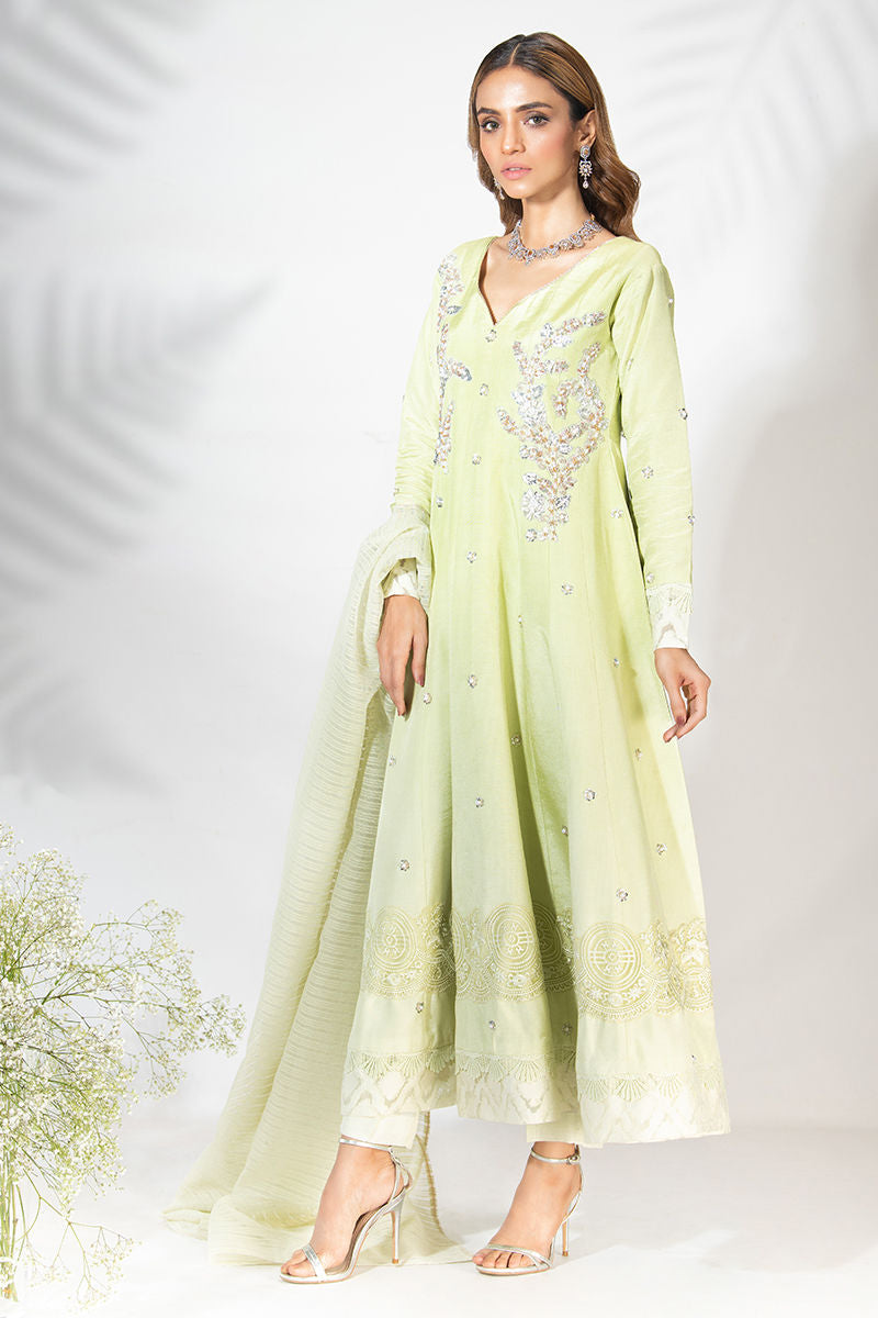 Fatima Khan | Luxury Pret 24 | SAGE MINT KALIDAR by Fatima Khan - Designer Dress - Type: Luxury - Available at Sana Yasir - 100% Original