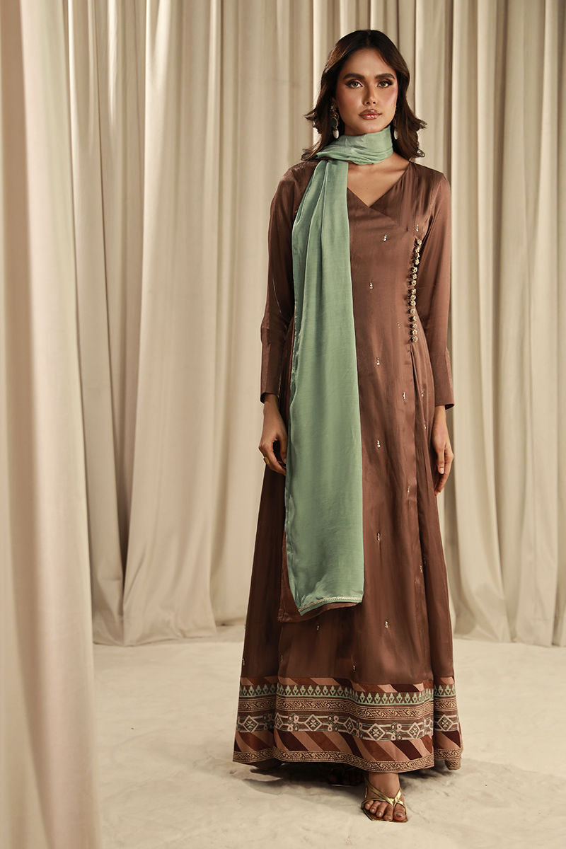 Fatima Khan | Sahar Luxe | BRONZE MINT PISHWAS by Fatima Khan - Designer Dress - Type: Ladies Clothes - Available at Sana Yasir - 100% Original