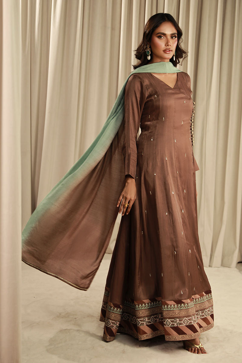 Fatima Khan | Sahar Luxe | BRONZE MINT PISHWAS by Fatima Khan - Designer Dress - Type: Ladies Clothes - Available at Sana Yasir - 100% Original