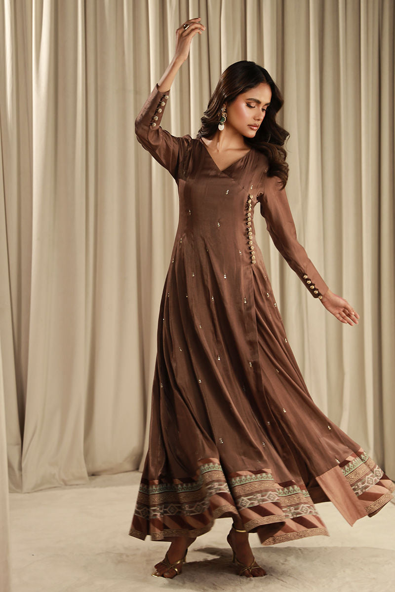 Fatima Khan | Sahar Luxe | BRONZE MINT PISHWAS by Fatima Khan - Designer Dress - Type: Ladies Clothes - Available at Sana Yasir - 100% Original