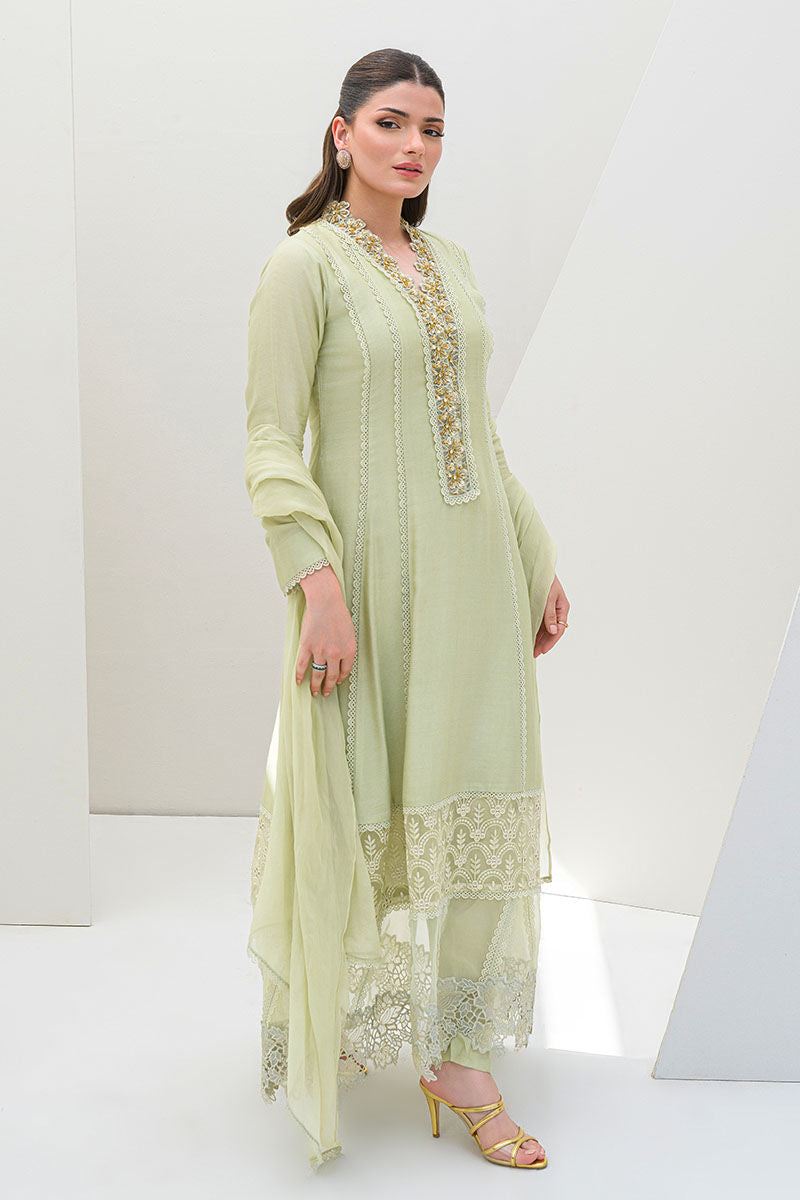 Fatima Khan | Serene Eid Luxe Pret | Honeydew Hue by Fatima Khan - Designer Dress - Type: Ladies Clothes - Available at Sana Yasir - 100% Original
