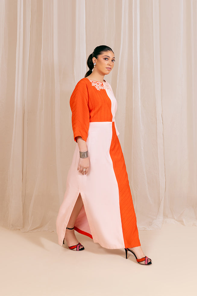 Fozia Khalid | Kaftaan | Coral Bloom by Fozia Khalid - Designer Dress - Type: Ladies Clothes - Available at Sana Yasir - 100% Original
