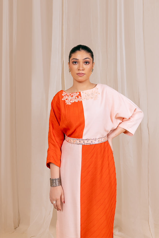 Fozia Khalid | Kaftaan | Coral Bloom by Fozia Khalid - Designer Dress - Type: Ladies Clothes - Available at Sana Yasir - 100% Original