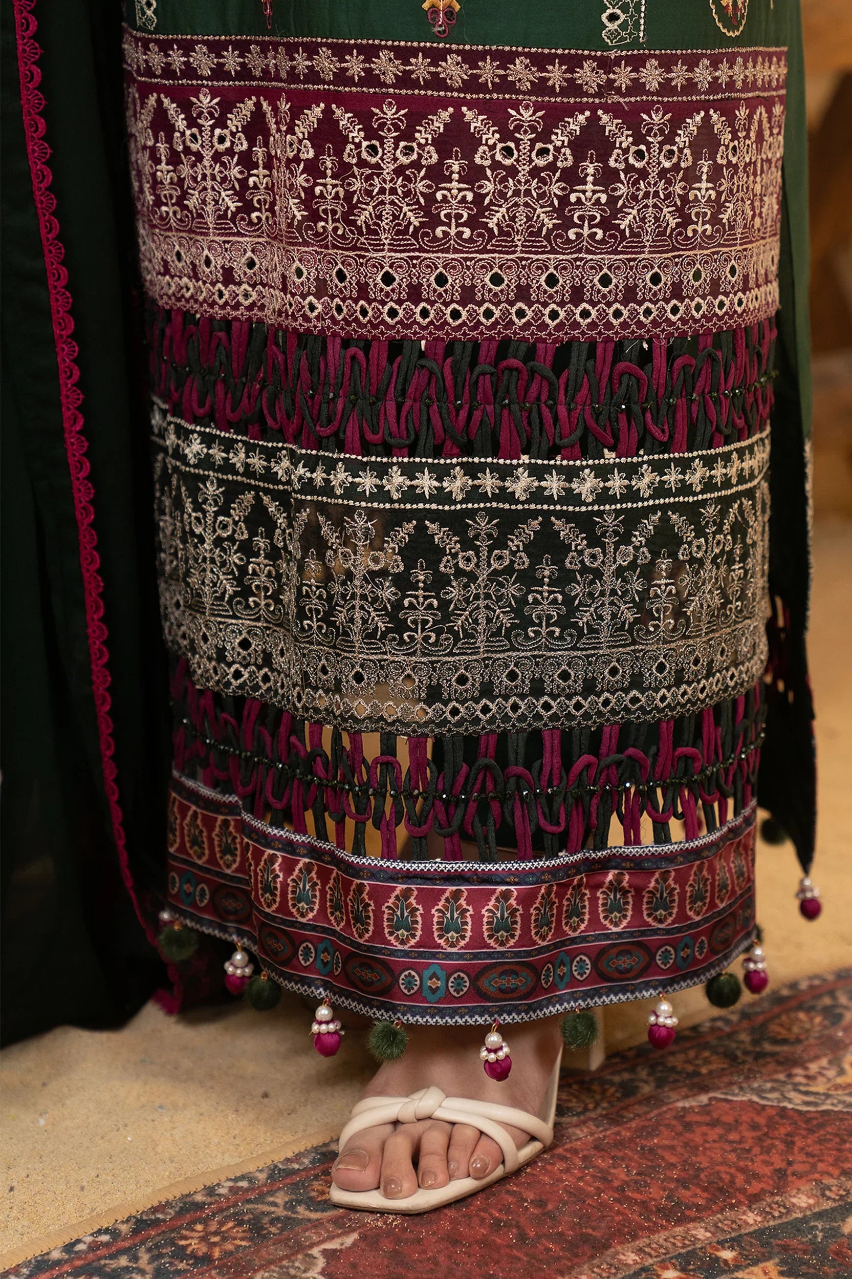 Hemstitch | Summer Luxury Lawn 24 | Bottle Green by Hemstitch - Designer Dress - Type: Luxury - Available at Sana Yasir - 100% Original