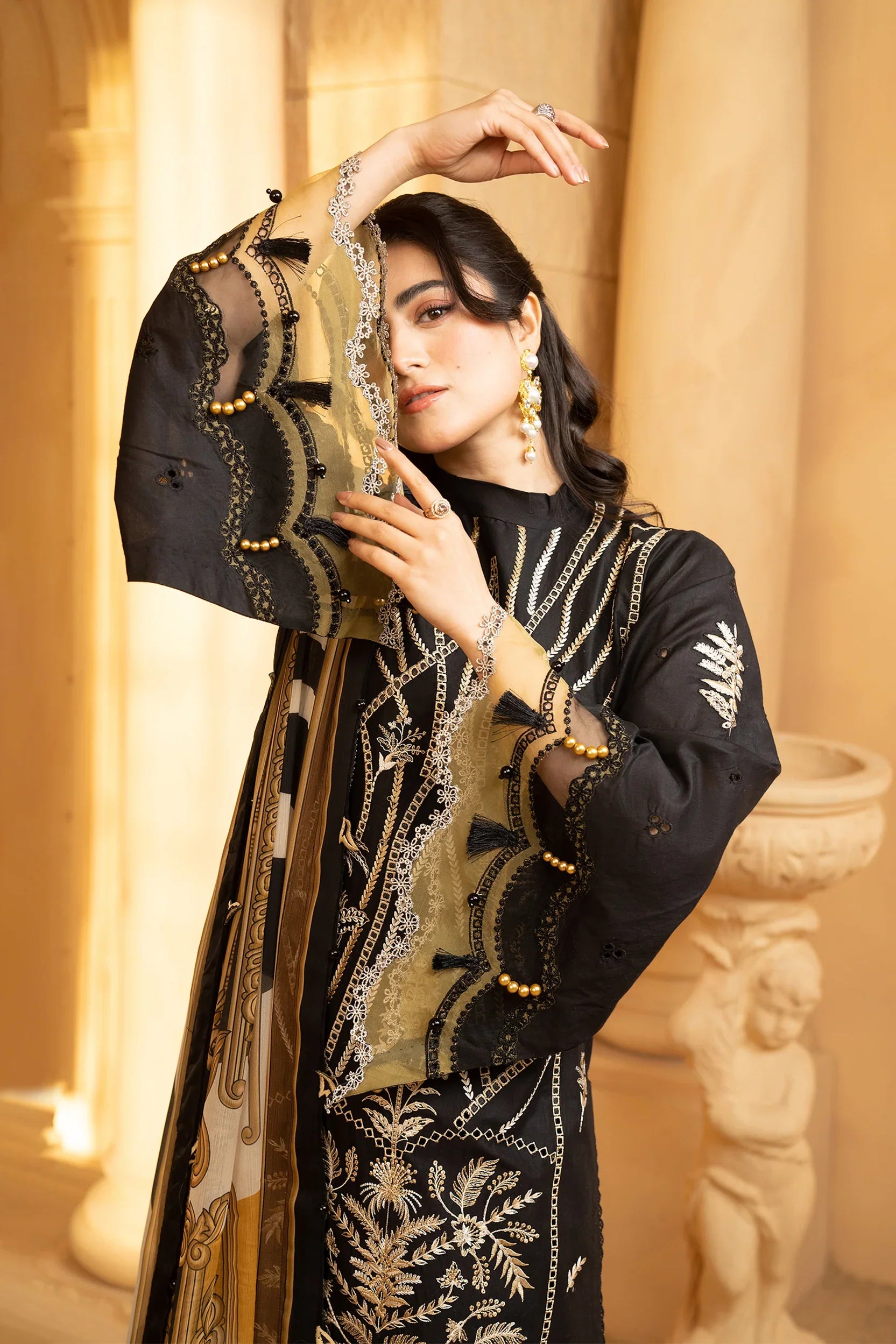 Hemstitch | Summer Luxury Lawn 24 | Cocoa by Hemstitch - Designer Dress - Type: Luxury - Available at Sana Yasir - 100% Original