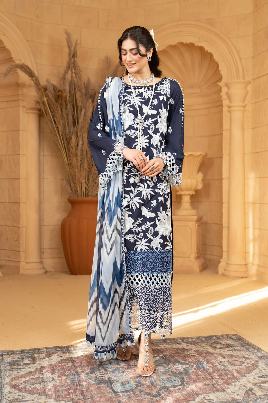 Hemstitch | Summer Luxury Lawn 24 | Ice Blue by Hemstitch - Designer Dress - Type: Luxury - Available at Sana Yasir - 100% Original