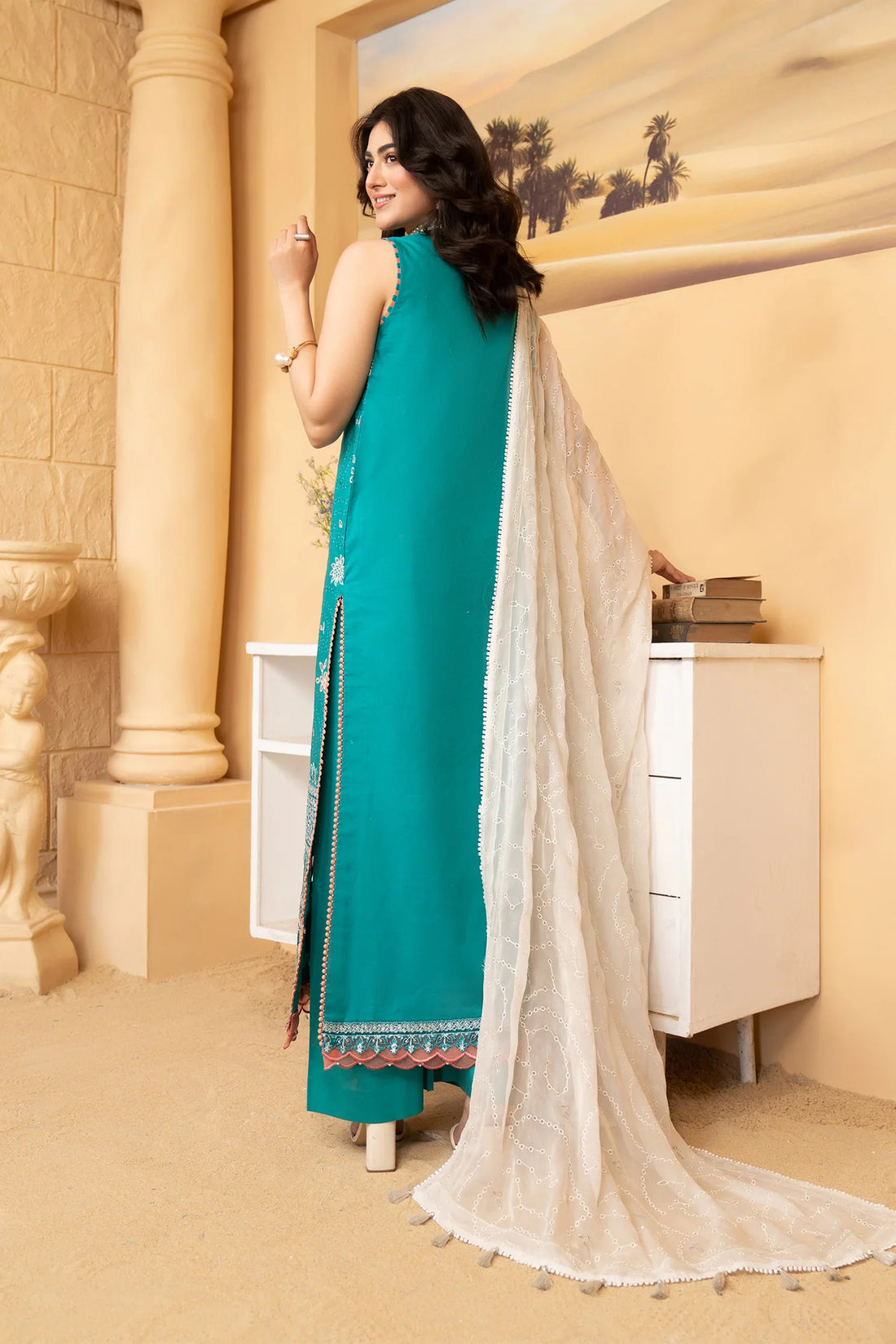 Hemstitch | Summer Luxury Lawn 24 | Turquoise by Hemstitch - Designer Dress - Type: Luxury - Available at Sana Yasir - 100% Original