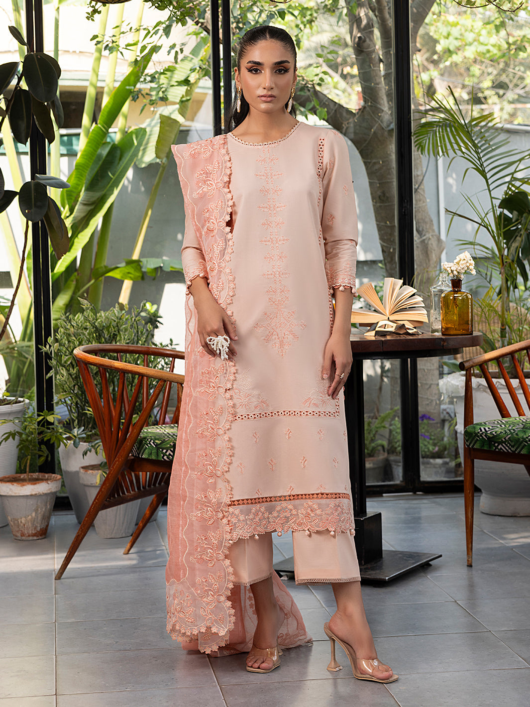 Izel | Meadow Muse Embroidered Lawn 25 | PEACHLIGHT by Izel - Designer Dress - Type: Ladies Clothes - Available at Sana Yasir - 100% Original