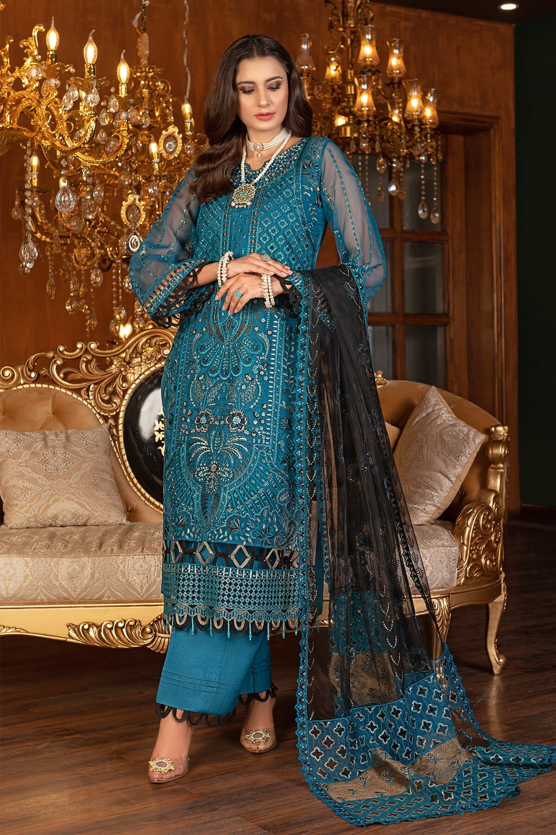 Janique | Luxury Collection 24 | D-031 Cobalt blue by Janique - Designer Dress - Type: Ladies Clothes - Available at Sana Yasir - 100% Original
