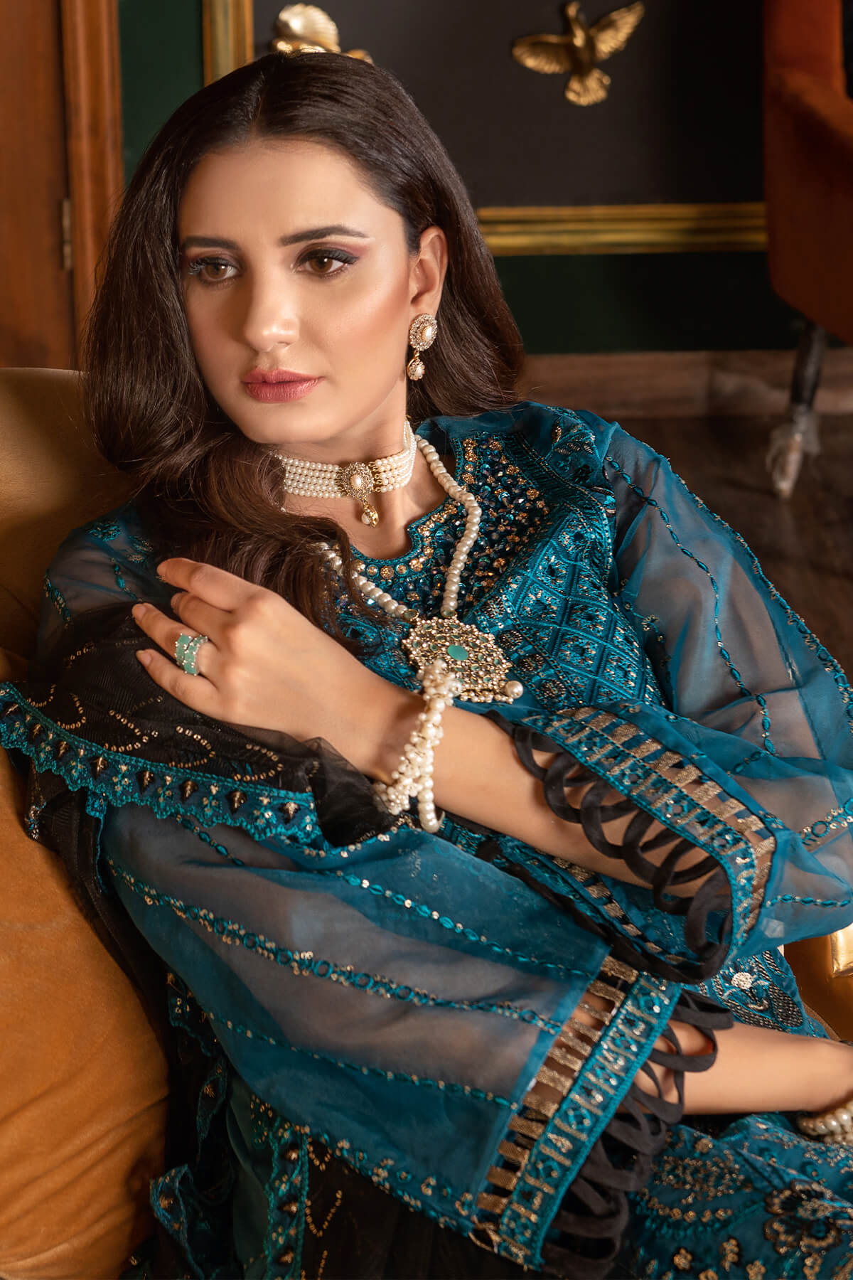 Janique | Luxury Collection 24 | D-031 Cobalt blue by Janique - Designer Dress - Type: Ladies Clothes - Available at Sana Yasir - 100% Original