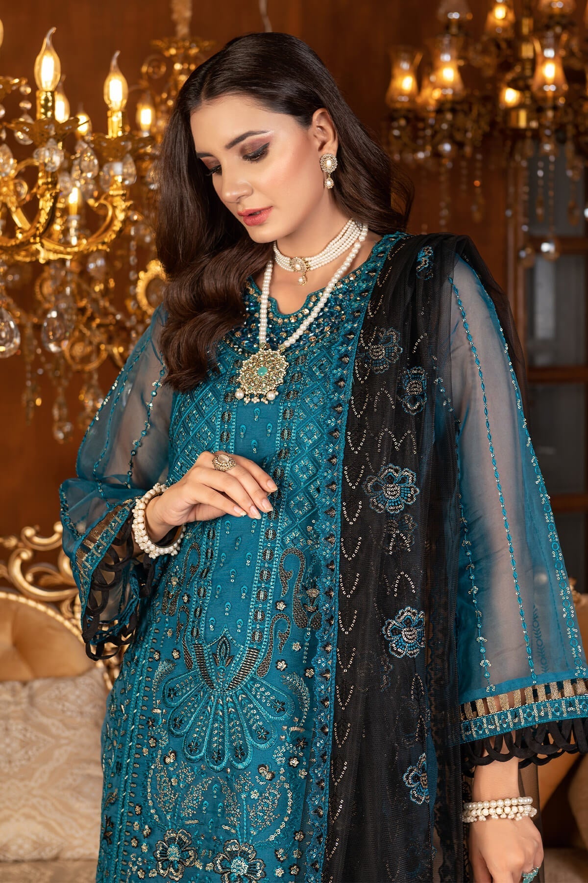 Janique | Luxury Collection 24 | D-031 Cobalt blue by Janique - Designer Dress - Type: Ladies Clothes - Available at Sana Yasir - 100% Original