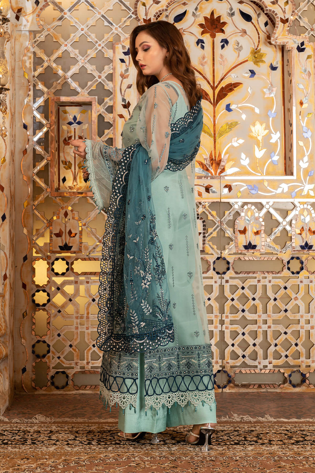 Janique | Luxury Collection 24 | D-036 Teal by Janique - Designer Dress - Type: Ladies Clothes - Available at Sana Yasir - 100% Original