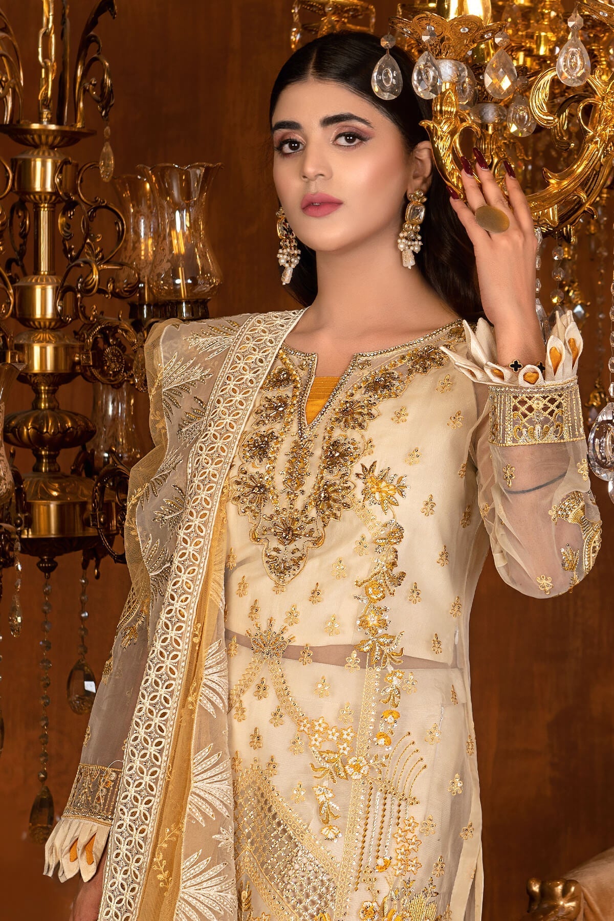 Janique | Luxury Collection 24 | D-037 Gold by Janique - Designer Dress - Type: Ladies Clothes - Available at Sana Yasir - 100% Original