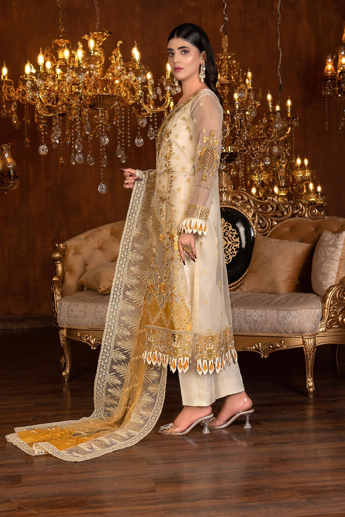 Janique | Luxury Collection 24 | D-037 Gold by Janique - Designer Dress - Type: Ladies Clothes - Available at Sana Yasir - 100% Original