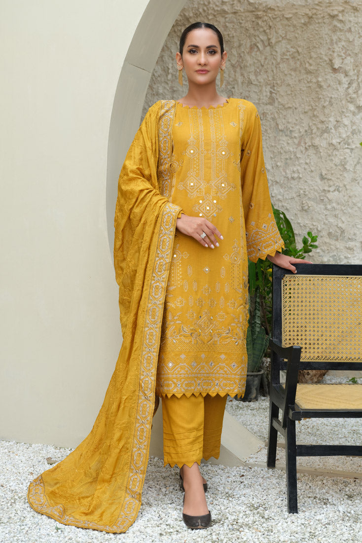 Marjjan | Aangan Embroidered Viscose | SKC-100 (MUSTARD) by Marjjan - Designer Dress - Type: Ladies Clothes - Available at Sana Yasir - 100% Original