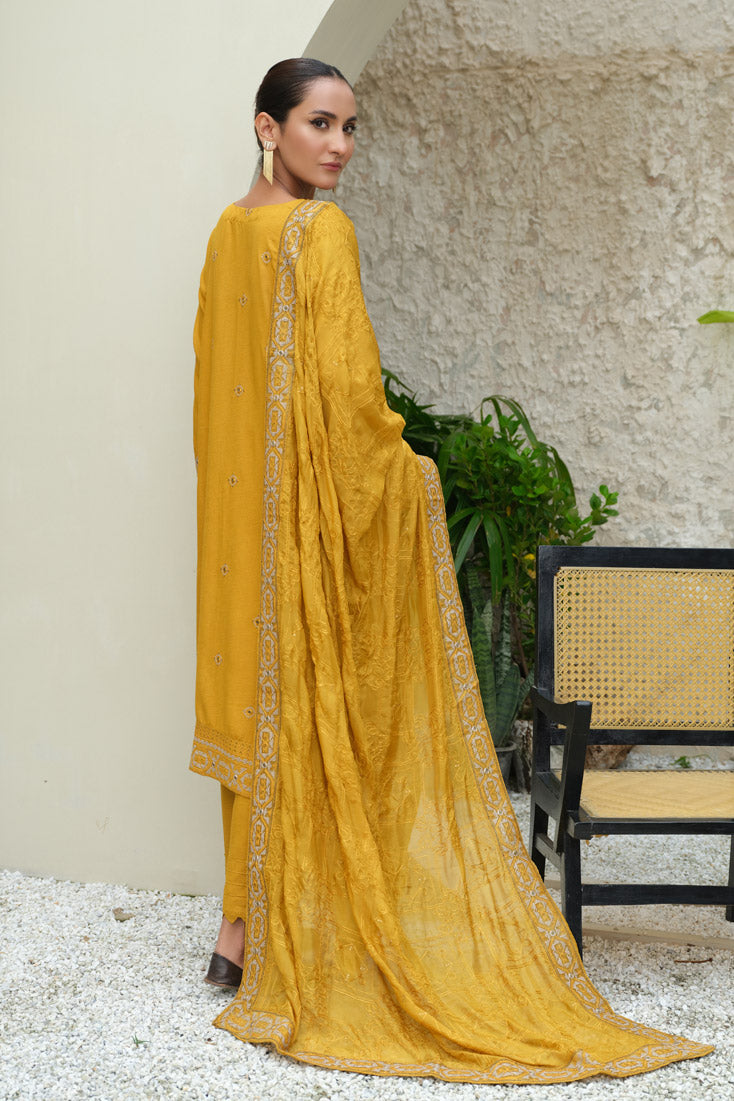 Marjjan | Aangan Embroidered Viscose | SKC-100 (MUSTARD) by Marjjan - Designer Dress - Type: Ladies Clothes - Available at Sana Yasir - 100% Original