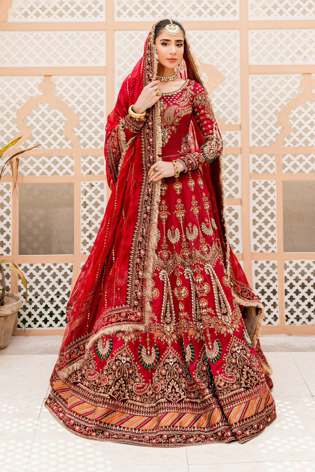 Maria B | Bridal Couture | Deep Red MC-907 by Maria B - Designer Dress - Type: Ladies Clothes - Available at Sana Yasir - 100% Original