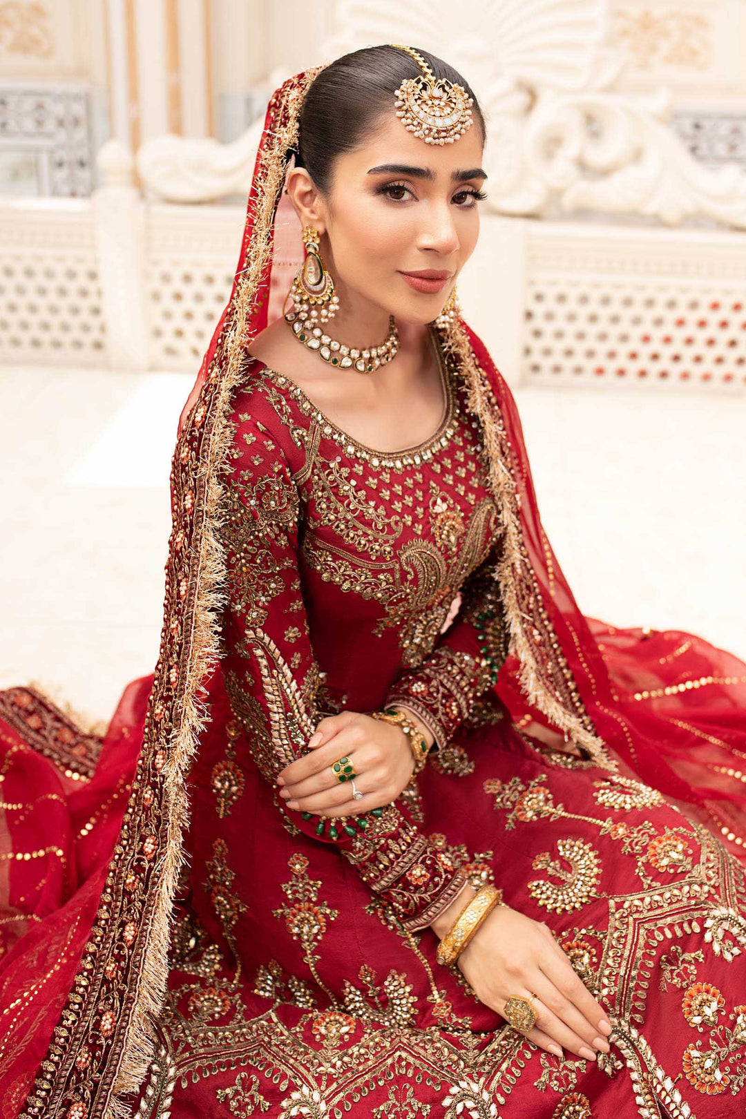 Maria B | Bridal Couture | Deep Red MC-907 by Maria B - Designer Dress - Type: Ladies Clothes - Available at Sana Yasir - 100% Original
