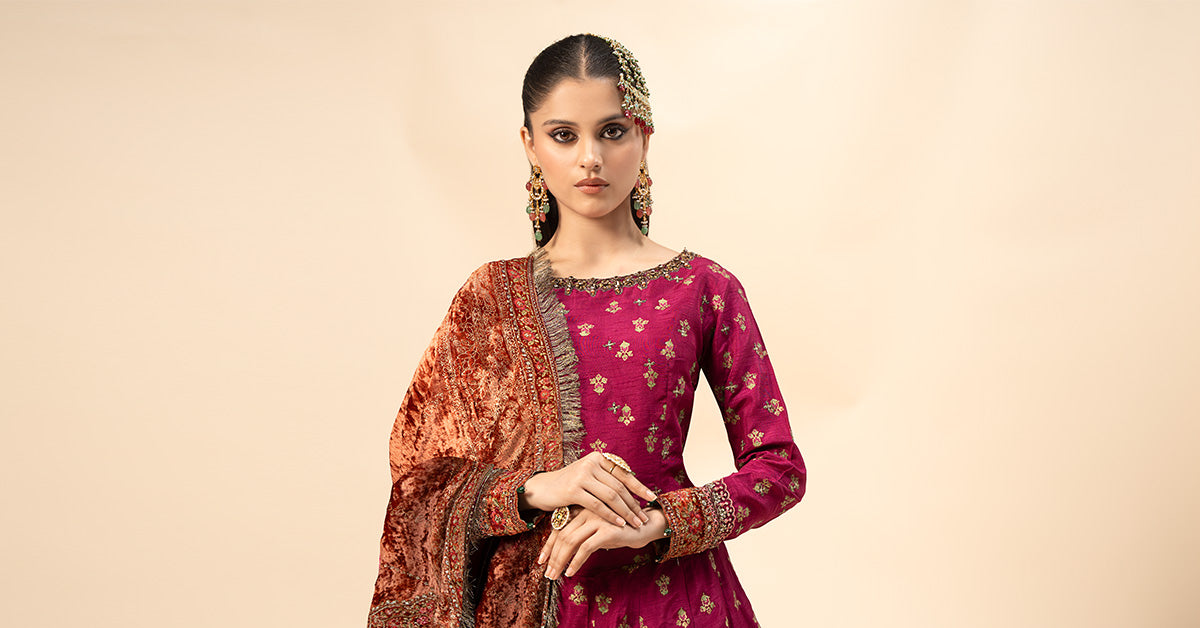 Maria B | Formal Wears | Raw Silk Suit | SF-W24-26-C by Maria B - Designer Dress - Type: Ladies Clothes - Available at Sana Yasir - 100% Original