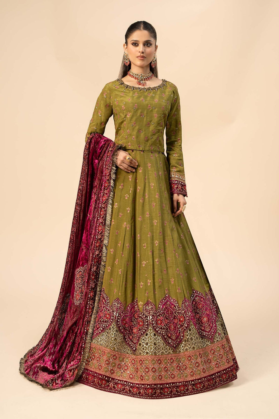 Maria B | Formal Wears | Raw Silk Suit | SF-W24-26 by Maria B - Designer Dress - Type: Ladies Clothes - Available at Sana Yasir - 100% Original