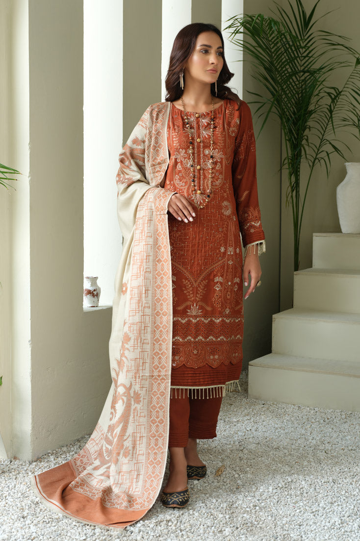 Marjjan | Aangan Embroidered Viscose | MDS-69 (RUST) by Marjjan - Designer Dress - Type: Ladies Clothes - Available at Sana Yasir - 100% Original