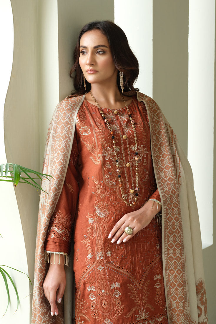 Marjjan | Aangan Embroidered Viscose | MDS-69 (RUST) by Marjjan - Designer Dress - Type: Ladies Clothes - Available at Sana Yasir - 100% Original