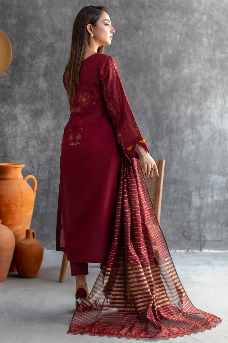 Marjjan | Aangan Embroidered Viscose | MNC-183 (RED) by Marjjan - Designer Dress - Type: Ladies Clothes - Available at Sana Yasir - 100% Original