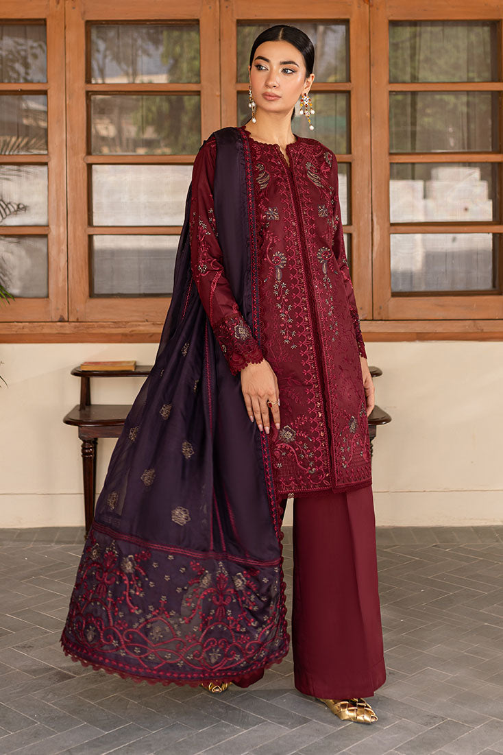 Marjjan | Aangan Embroidered Viscose | PEV-19 B (MEHROON) by Marjjan - Designer Dress - Type: Ladies Clothes - Available at Sana Yasir - 100% Original