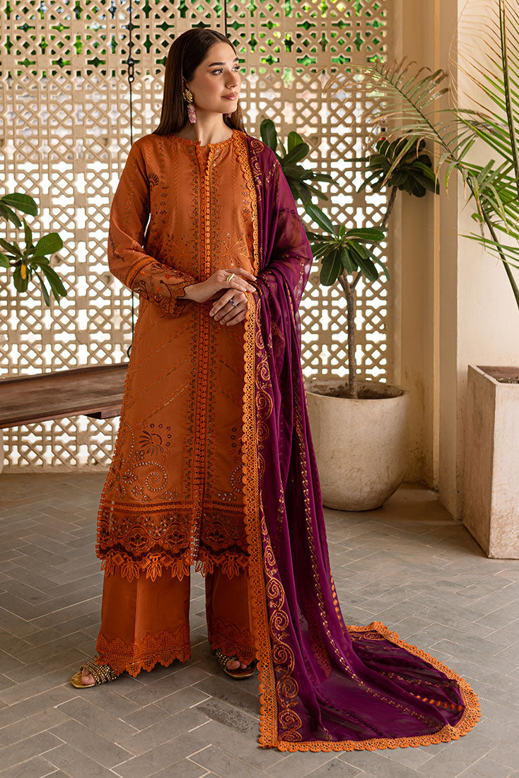 Marjjan | Aangan Embroidered Viscose | PEV-23 B (RUST) by Marjjan - Designer Dress - Type: Ladies Clothes - Available at Sana Yasir - 100% Original